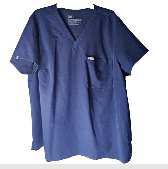 Figs Tops - FIGS Blue Technical Collection One-Pocket Medical  Scrub Top, Women’s 3XL